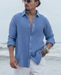 Sky Blue Structured Regular fit Full Sleeves Shirt