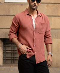 Dusty Coral Crinkled Shirt