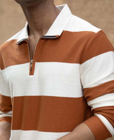 Tan Lightweight Striped T-Shirt