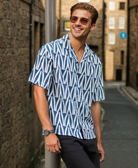 Blue Geometric Print Shirt