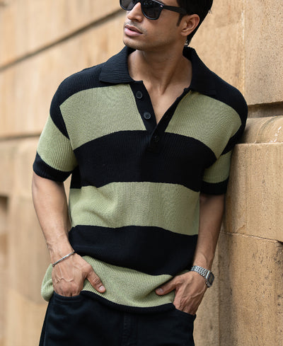 Green And Black Stripe T-Shirt