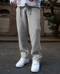 Grey Regular Fit Crinkled Trousers
