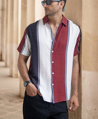 Maroon Lightweight Structured Stripe Shirt