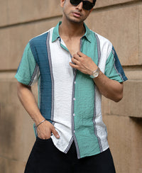 Green Lightweight Structure Stripe Shirt