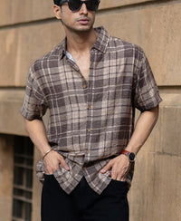 Sand Printed Checks Shirt