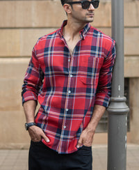 Red Checks Shirt With Pocket