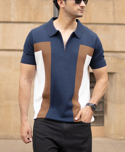 Multicolour Striped Polo T-Shirt