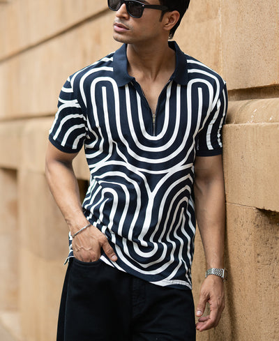 Navy Lightweight Printed T-Shirt