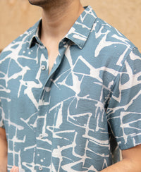 Blue Abstract Print Flowy Shirt