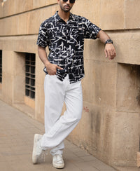 Black Abstract Flowy Shirt