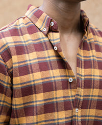 Mustard And Brown Checks Shirt
