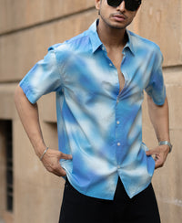 Blue Spray Print Shirt