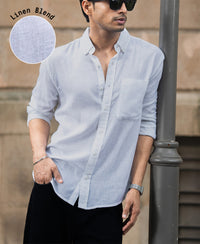 White Linen Blend Shirt