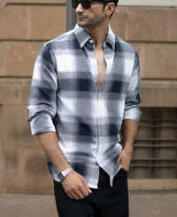 Navy Flannel Checks Shirt