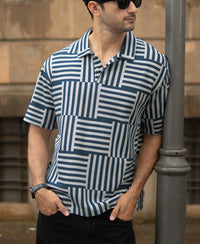 Blue Geometric Printed T-Shirt