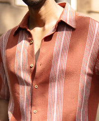 Rust Structured Stripe Shirt