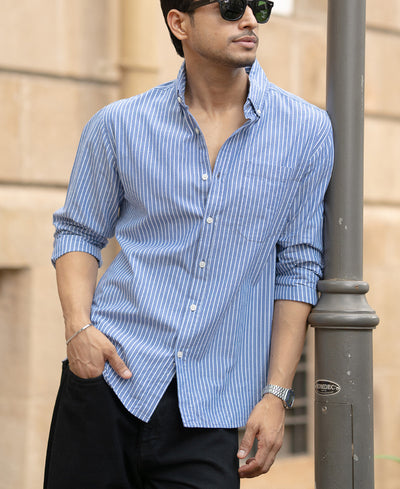Blue Lightweight Striped Shirt