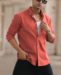 Orange Rust Cotton Oxford Shirt