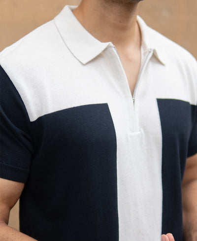 Navy Colour Block T-Shirt
