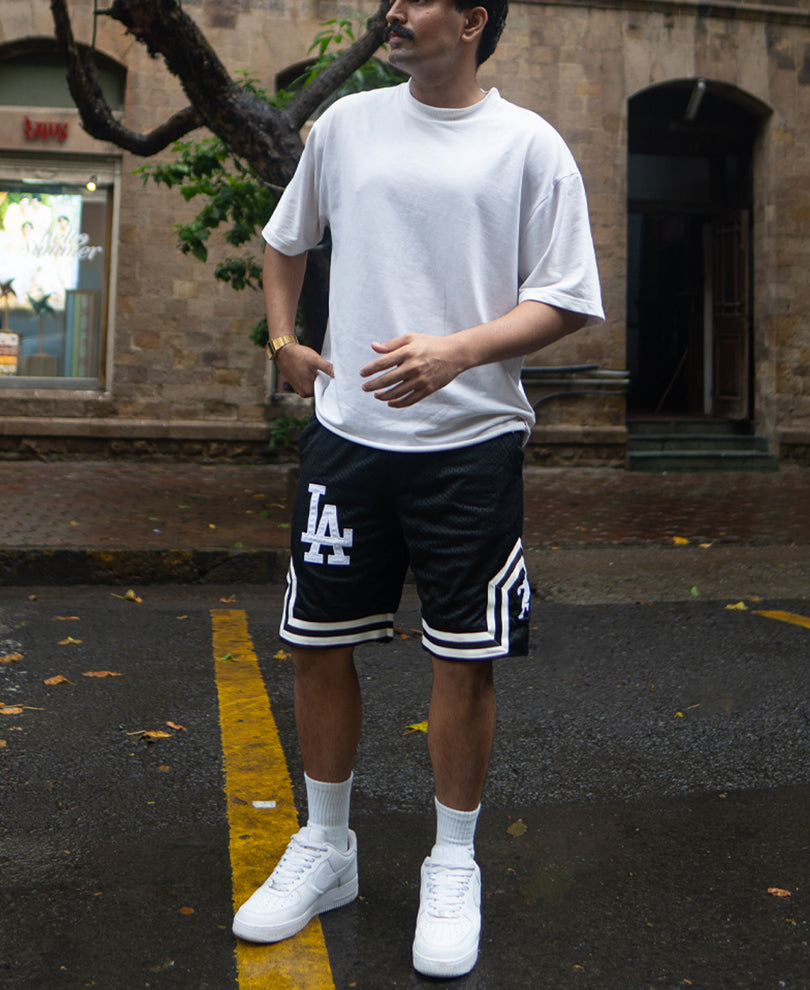 Black Mesh Jersey Shorts