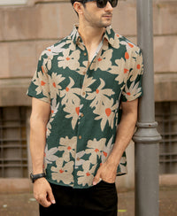 Green Floral Structured Shirt