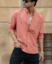 Dark Peach Cotton Oxford Shirt