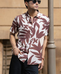 Brown Leaf Print Shirt
