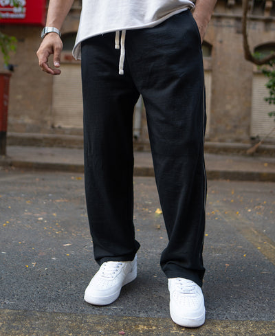 Black Trackpant With Side Zipper