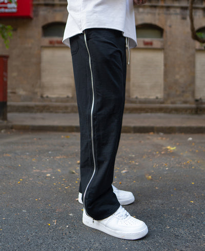 Black Trackpant With Side Zipper