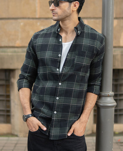 Dark Green Checks Lightweight Shirt