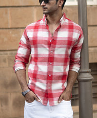 Red Brushed Checked Shirt