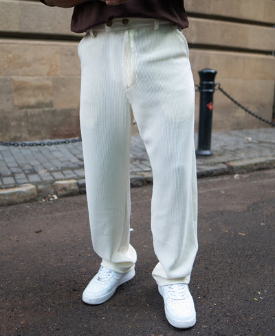 Cream Regular Fit Knitted Pant