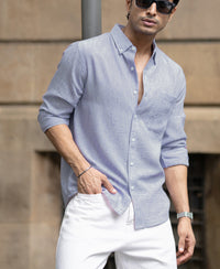 Light Blue Slub Textured Shirt