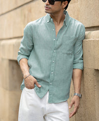 Green Slub Textured Shirt