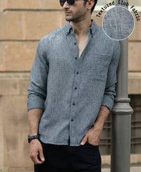 Dark Grey Slub Textured Shirt