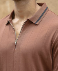 Dark Tan Zipper T-Shirt