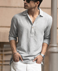 Light Grey Slub Kurta Shirt