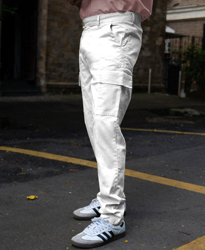 White Cotton Cargo Regular Fit Pant