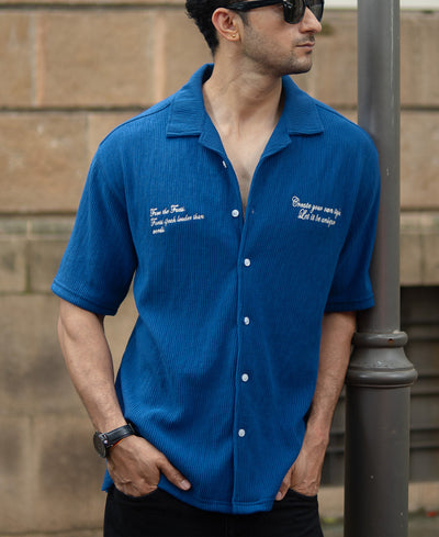 Royal Blue Embroidered Shirt
