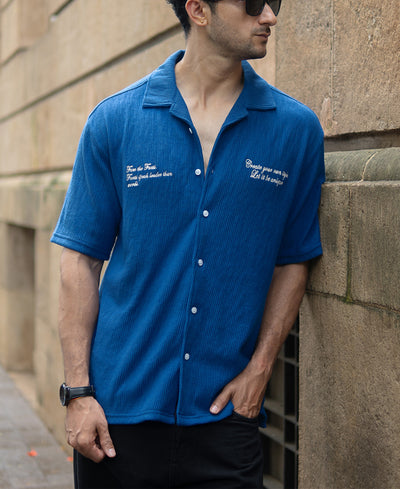 Royal Blue Embroidered Shirt