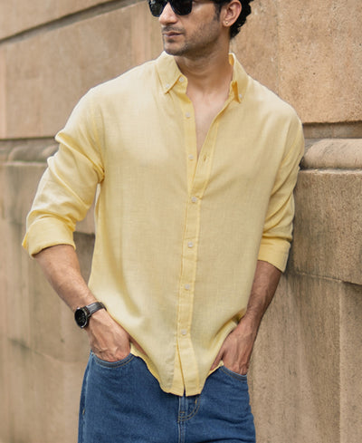 Butter Yellow Linen Blend Shirt