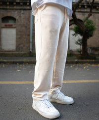 Cream Structured Regular Fit Trackpant
