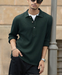Pine Structured Knit Polo Shirt