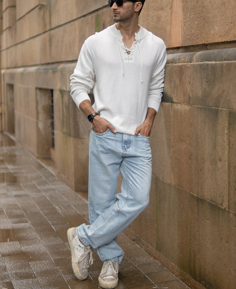 Off-White Knitted Henley T-Shirt