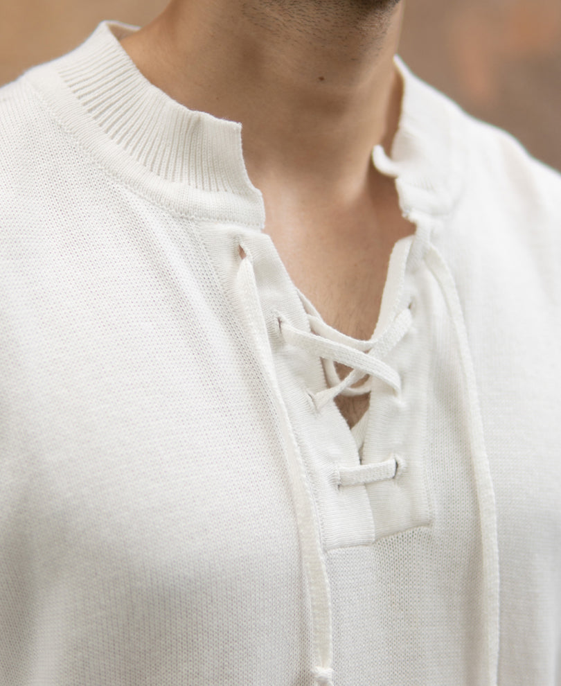 Off-White Knitted Henley T-Shirt