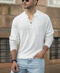 Off-White Knitted Henley T-Shirt