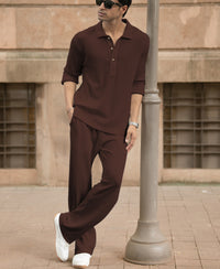 Coffee Structured Knit Cord Set