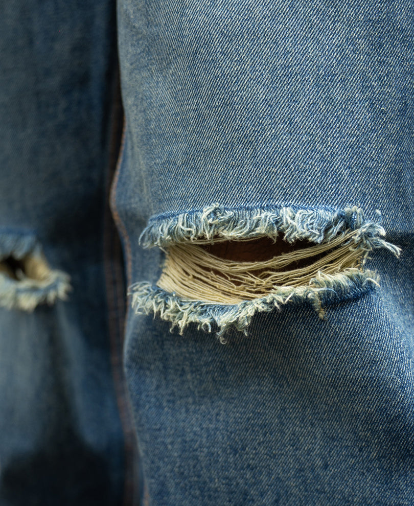 Dark Blue Distressed Baggy Jeans
