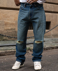 Dark Blue Distressed Baggy Jeans