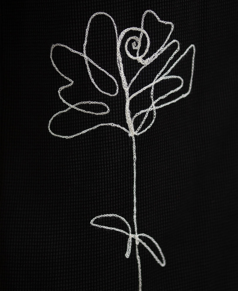 Black Knitted Embroidery Shirt